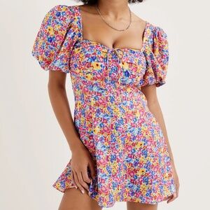 For Love & Lemons Sasha Mini Dress Blue Dizzy Floral